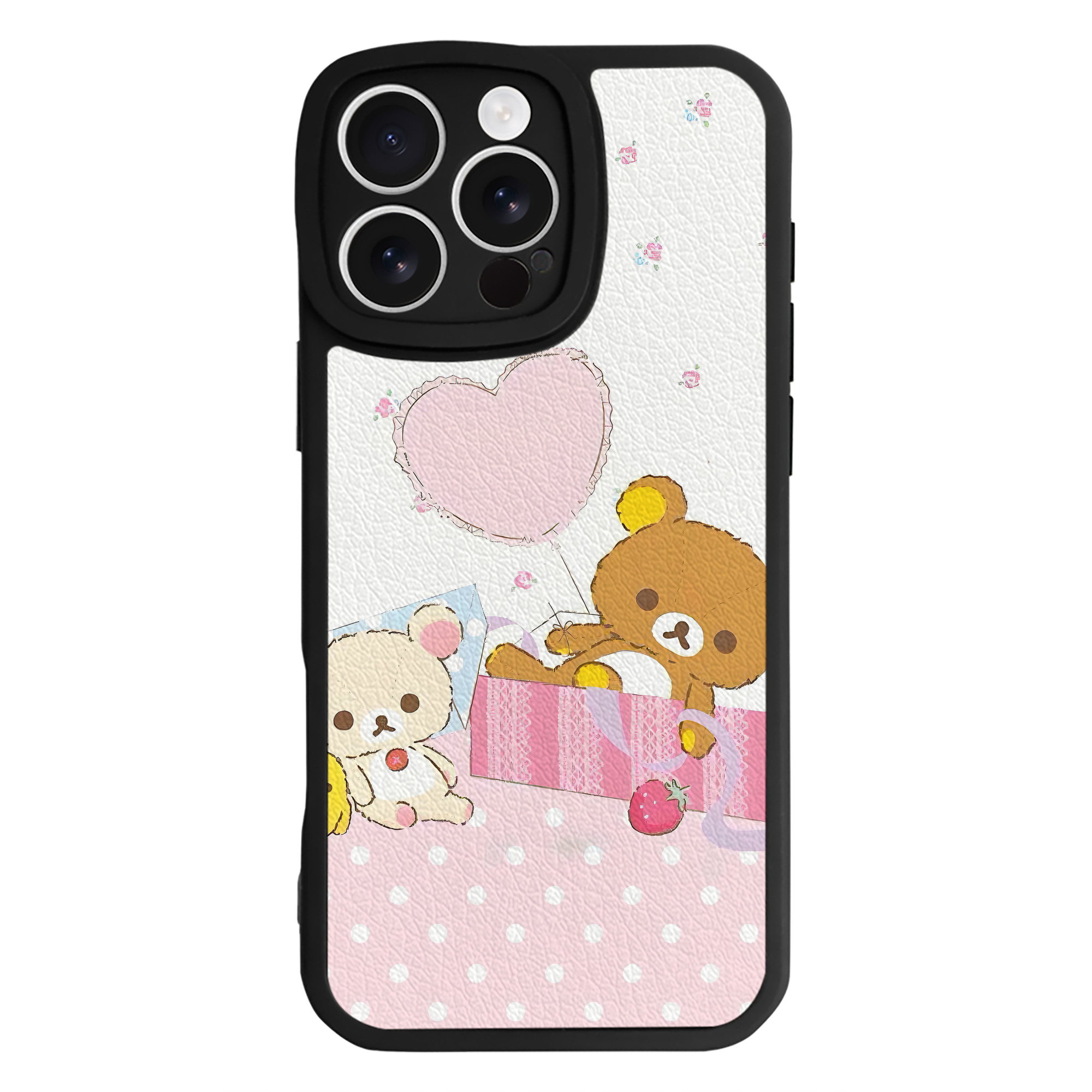 （画像用） リラックマ リラックマ キイロイトリ Rilakkuma Korilakkuma Kiiroitori 【iPhone 16シリーズ対応】シリコンスマホケース（レザー調） 材質：シリコン